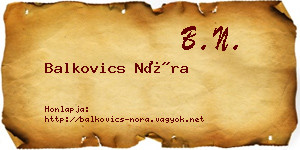 Balkovics Nóra névjegykártya